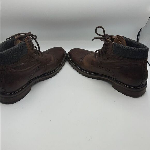 WARFIELD & GRAND Clove Brown Leather Porter Cap Toe Lace Up Boots-9.5 - Picture 5 of 9